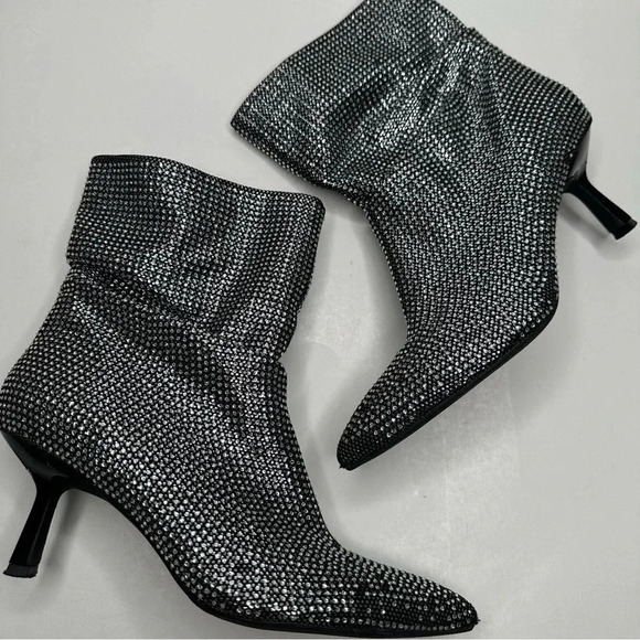 Open Edit Tilly Crystal Embellished Bootie in Silver Size 8.5 - Picture 3 of 8
